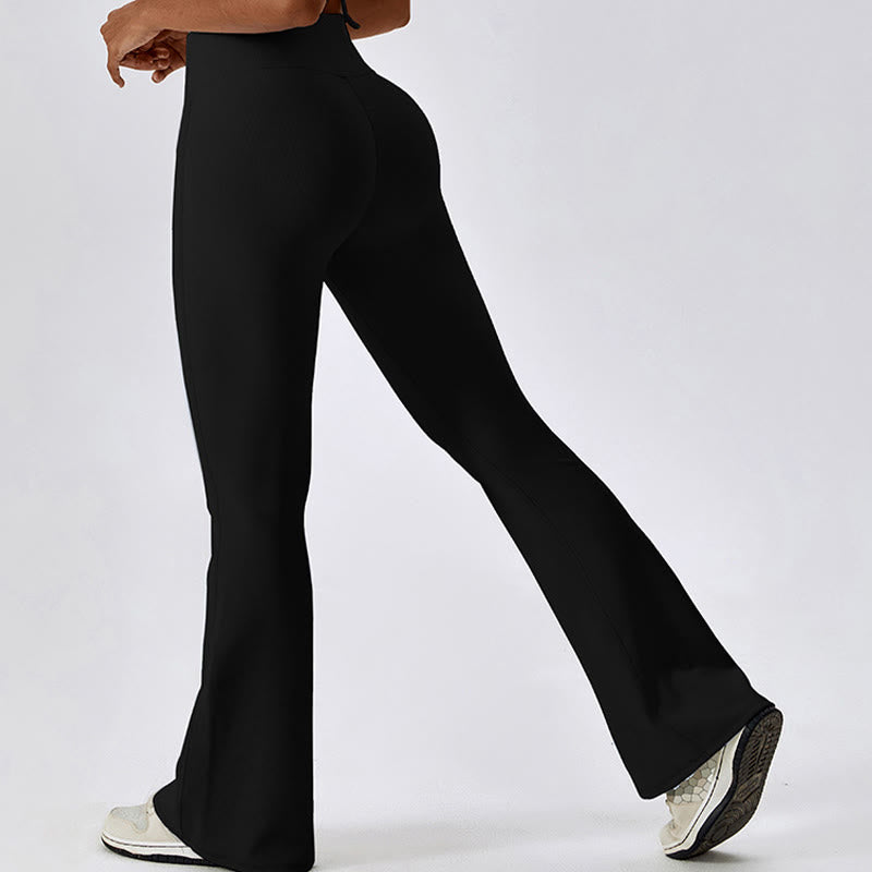 Top corto sin mangas con Buddha Stones y pantalones acampanados para deportes, fitness y yoga