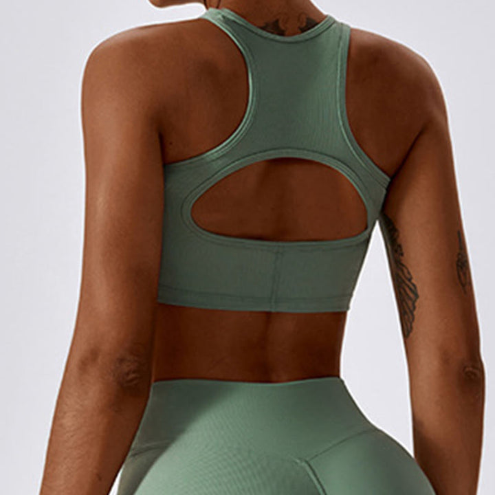 Top corto sin mangas con Buddha Stones y pantalones acampanados para deportes, fitness y yoga