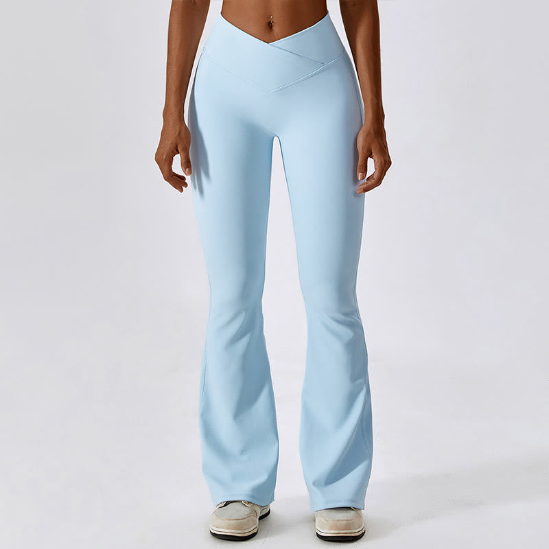 Top corto sin mangas con Buddha Stones y pantalones acampanados para deportes, fitness y yoga