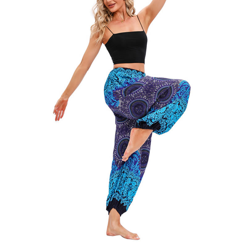Pantalones de yoga para mujer con patrón de brújula sueltos e informales con Buddha Stones