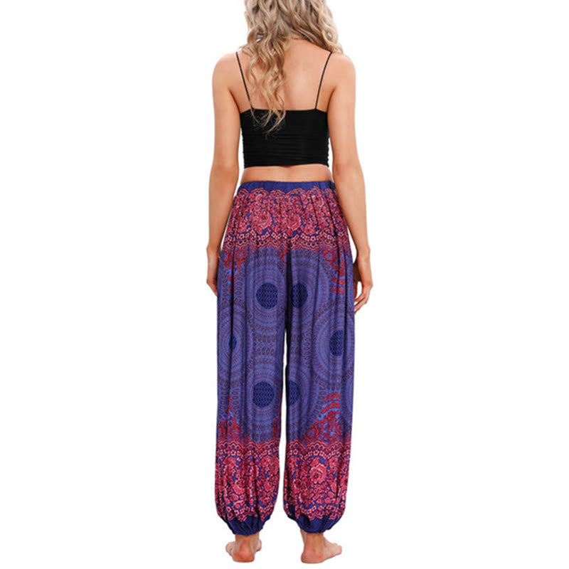 Pantalones de yoga para mujer con estampado de flores en forma de círculo suelto con Buddha Stones - image 13
