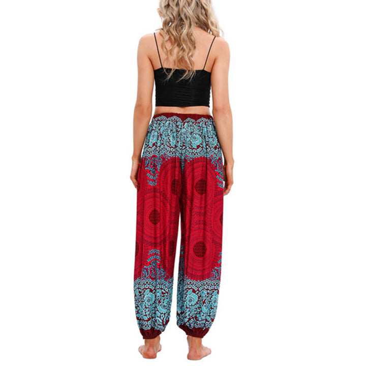 Pantalones de yoga para mujer con estampado de flores en forma de círculo suelto con Buddha Stones - image 3