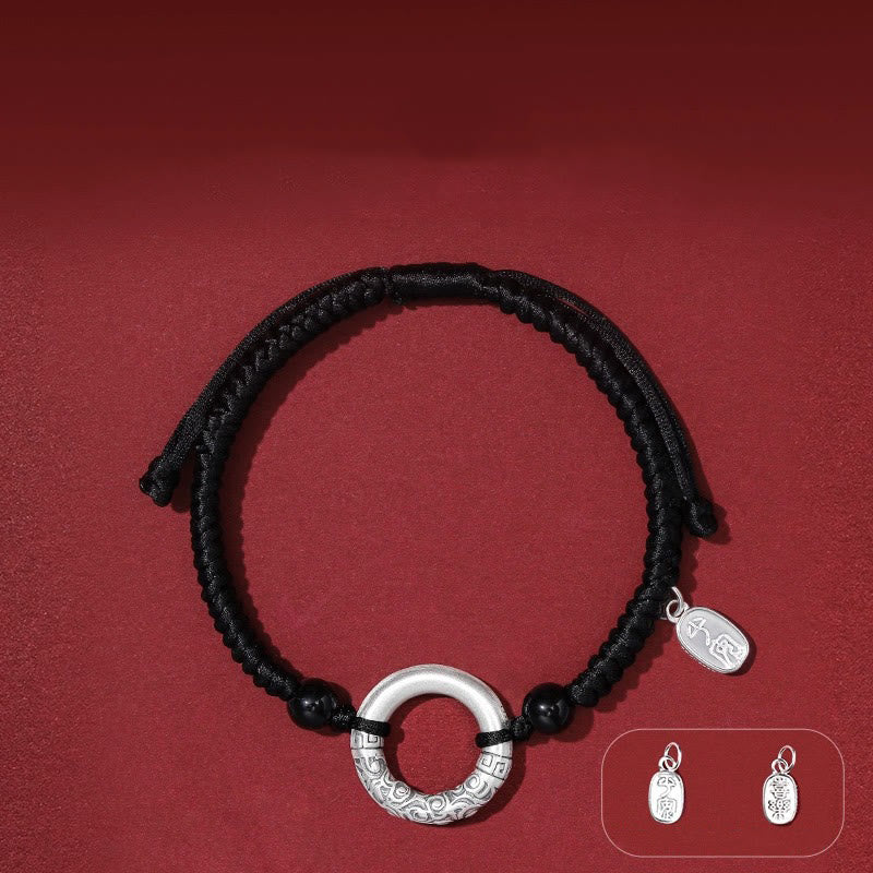 Pulsera con dije de personaje Fu con hebilla de la paz de ónix negro y plata de ley 925 con Buddha Stones - Hebilla de la Paz y Amuleto de Ágata "Paz y Alegría" (Circunferencia de la muñeca: 14-26 cm) - image 5