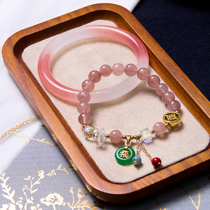 Pulsera rosa de Buddha Stones que atrae amor y protección