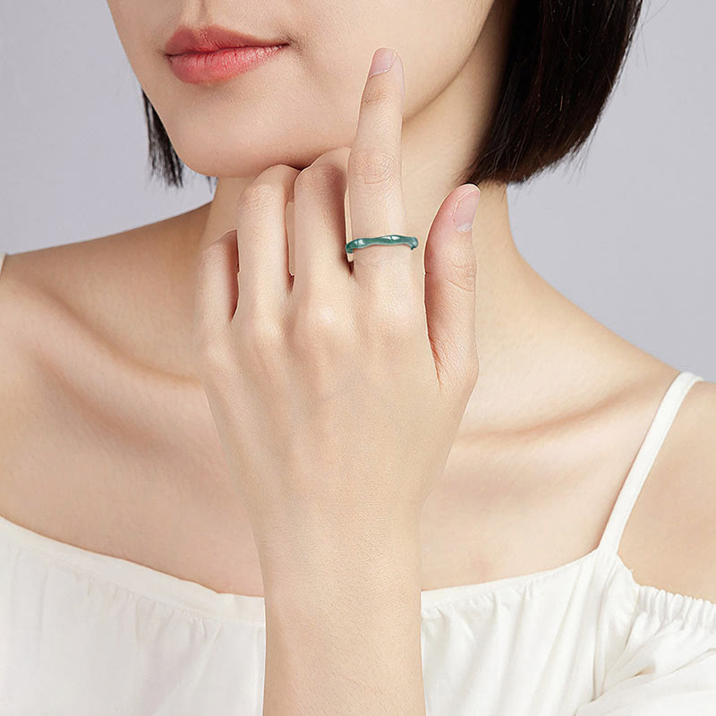 Anillo de Abundancia y Prosperidad de Buda Stones en Jade Natural y Bambú