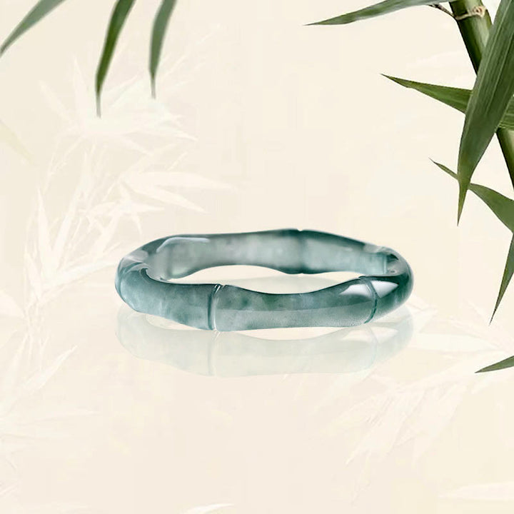 Anillo de Abundancia y Prosperidad de Buda Stones en Jade Natural y Bambú