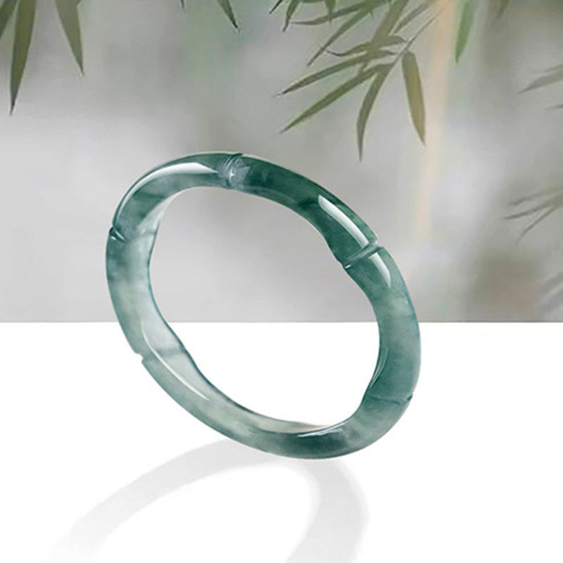 Anillo de Abundancia y Prosperidad de Buda Stones en Jade Natural y Bambú