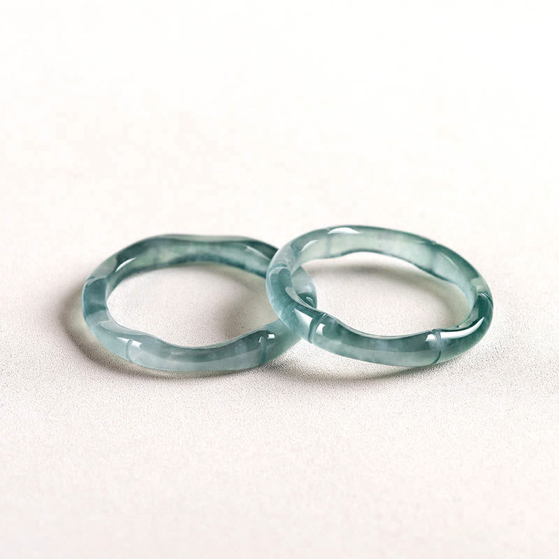 Anillo de Abundancia y Prosperidad de Buda Stones en Jade Natural y Bambú