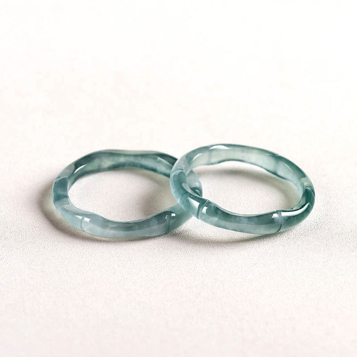 Anillo de Abundancia y Prosperidad de Buda Stones en Jade Natural y Bambú