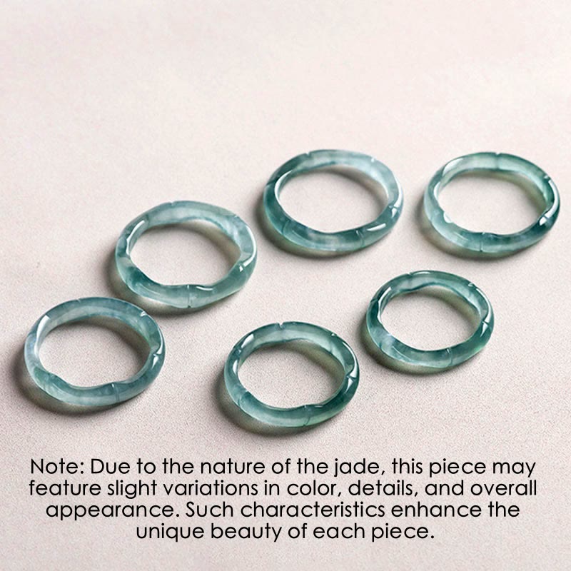 Anillo de Abundancia y Prosperidad de Buda Stones en Jade Natural y Bambú