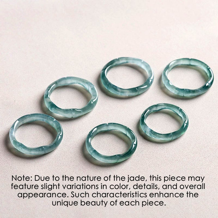 Anillo de Abundancia y Prosperidad de Buda Stones en Jade Natural y Bambú