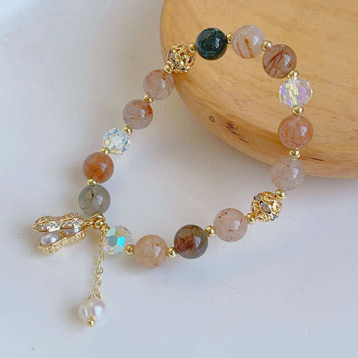 Pulsera de Encanto de Maní de Riqueza de Cuarzo Rutilado Colorido Piedra de Sol Buddha Stones