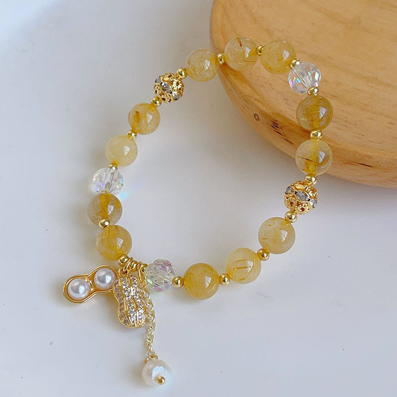 Pulsera de Encanto de Maní de Riqueza de Cuarzo Rutilado Colorido Piedra de Sol Buddha Stones