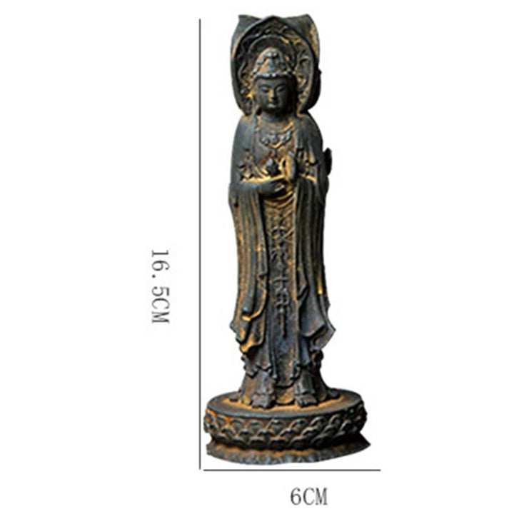 Buddha Stones Estatua de Resina Fundida con Polvo de Hierro Oxidado de la Kwan Yin Avalokitesvara Trifacética Decoración de Escritorio de Riqueza
