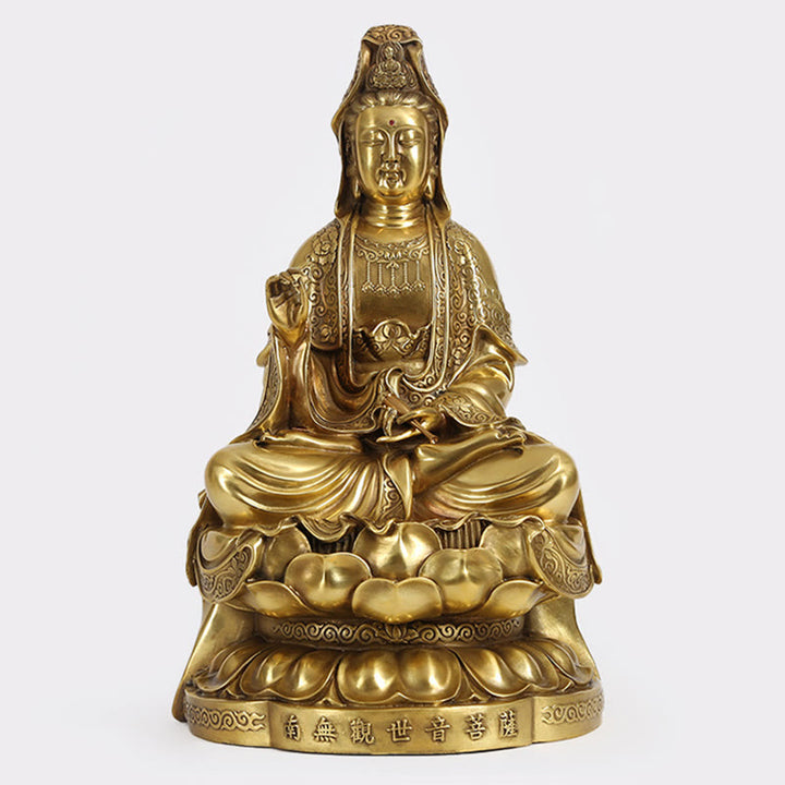 Estatua de Buda Piedras Kwan Yin Avalokitesvara Riqueza Bronce Cobre Decoración para Escritorio en Casa