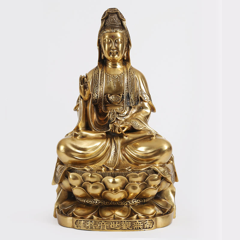 Estatua de Buda Piedras Kwan Yin Avalokitesvara Riqueza Bronce Cobre Decoración para Escritorio en Casa