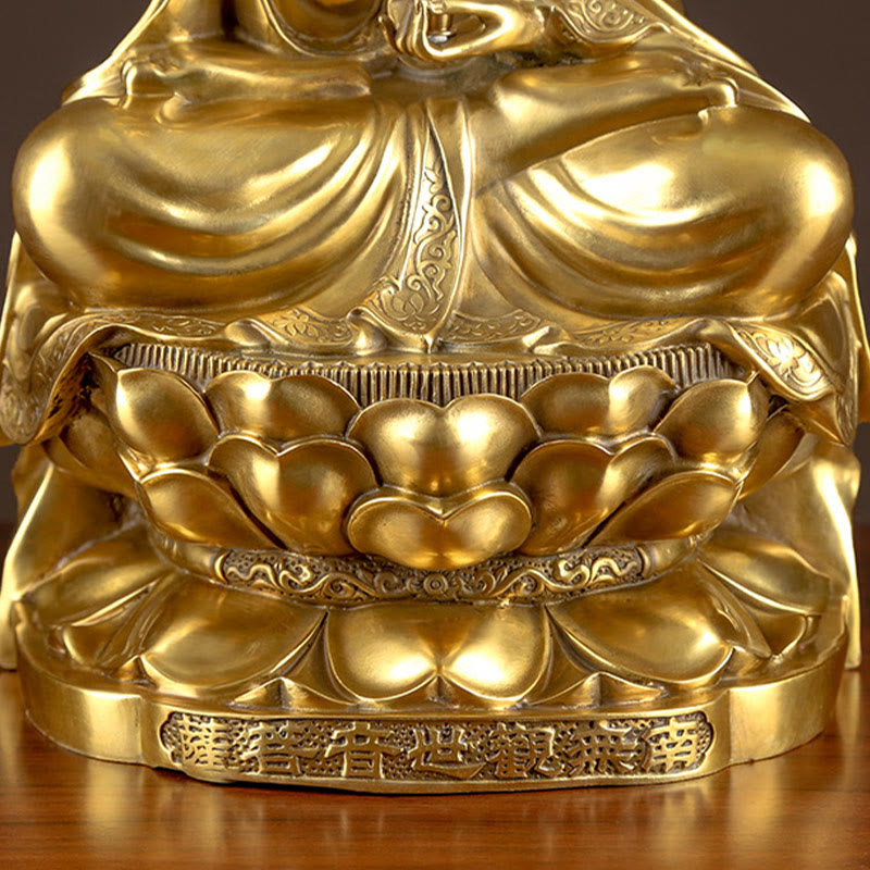 Estatua de Buda Piedras Kwan Yin Avalokitesvara Riqueza Bronce Cobre Decoración para Escritorio en Casa