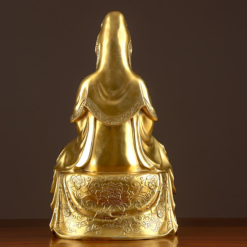 Estatua de Buda Piedras Kwan Yin Avalokitesvara Riqueza Bronce Cobre Decoración para Escritorio en Casa