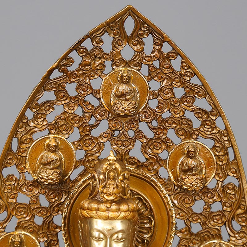 Buddha Stones Kwan Yin Avalokitesvara Aura Armonía Estatua de Latón y Cobre Decoración del Escritorio del Hogar