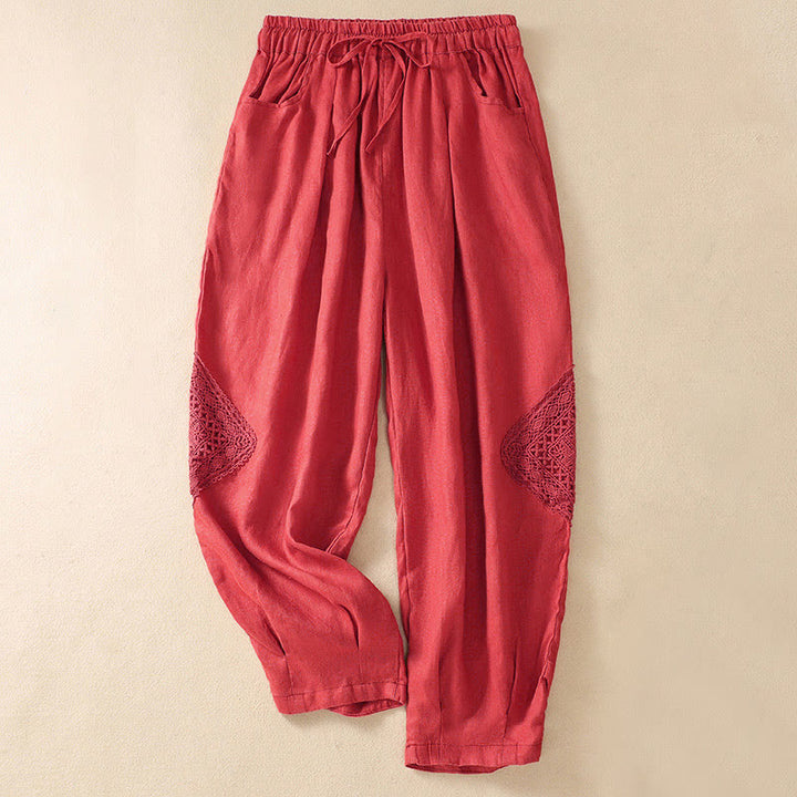 Pantalones harén de algodón con cordón y bolsillos para mujer de Buddha Stones Summer - Tomate - US8-10,UK/AU12-14,EU40-42 (2XL) - image 21