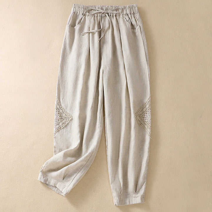 Pantalones harén de algodón con cordón y bolsillos para mujer de Buddha Stones Summer - Lino - US8-10,UK/AU12-14,EU40-42 (2XL) - image 17