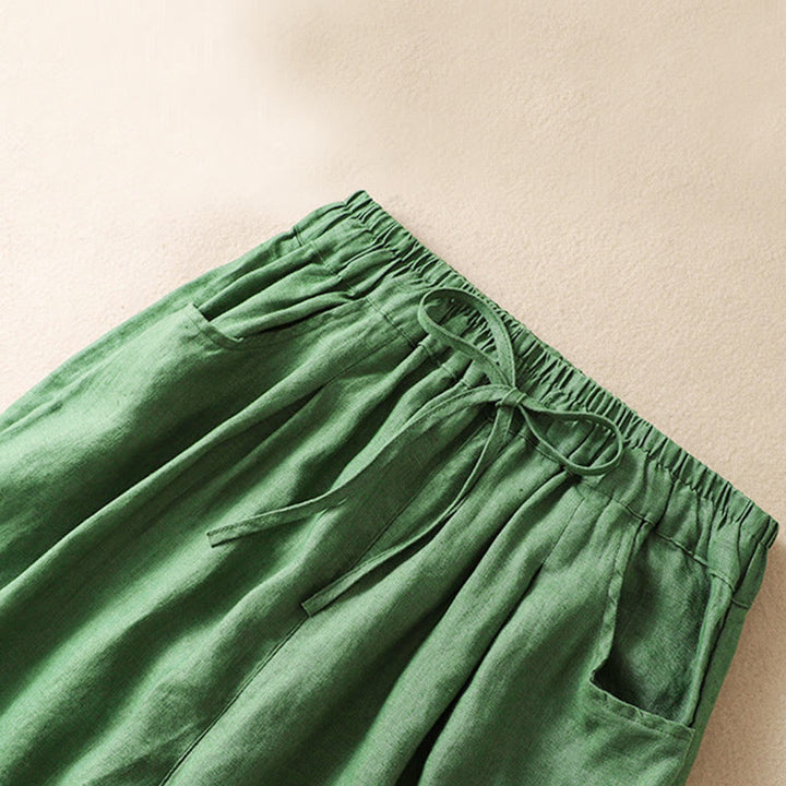 Pantalones harén de algodón con cordón y bolsillos para mujer de Buddha Stones Summer - image 12