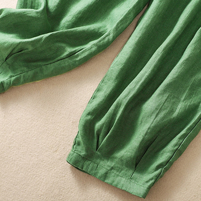 Pantalones harén de algodón con cordón y bolsillos para mujer de Buddha Stones Summer - image 13