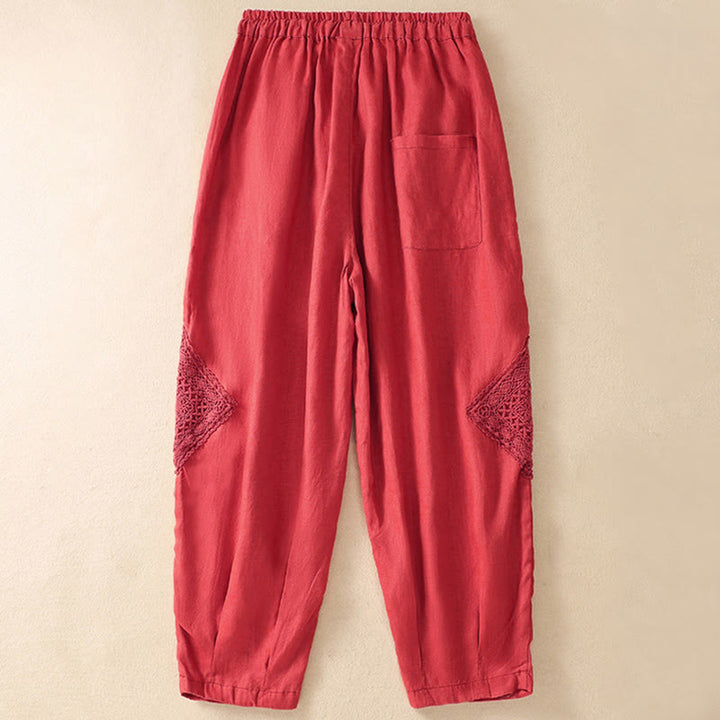 Pantalones harén de algodón con cordón y bolsillos para mujer de Buddha Stones Summer - image 22