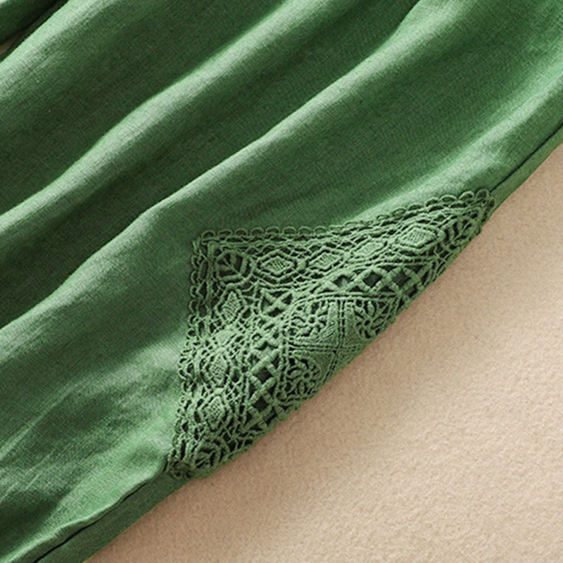 Pantalones harén de algodón con cordón y bolsillos para mujer de Buddha Stones Summer - image 14