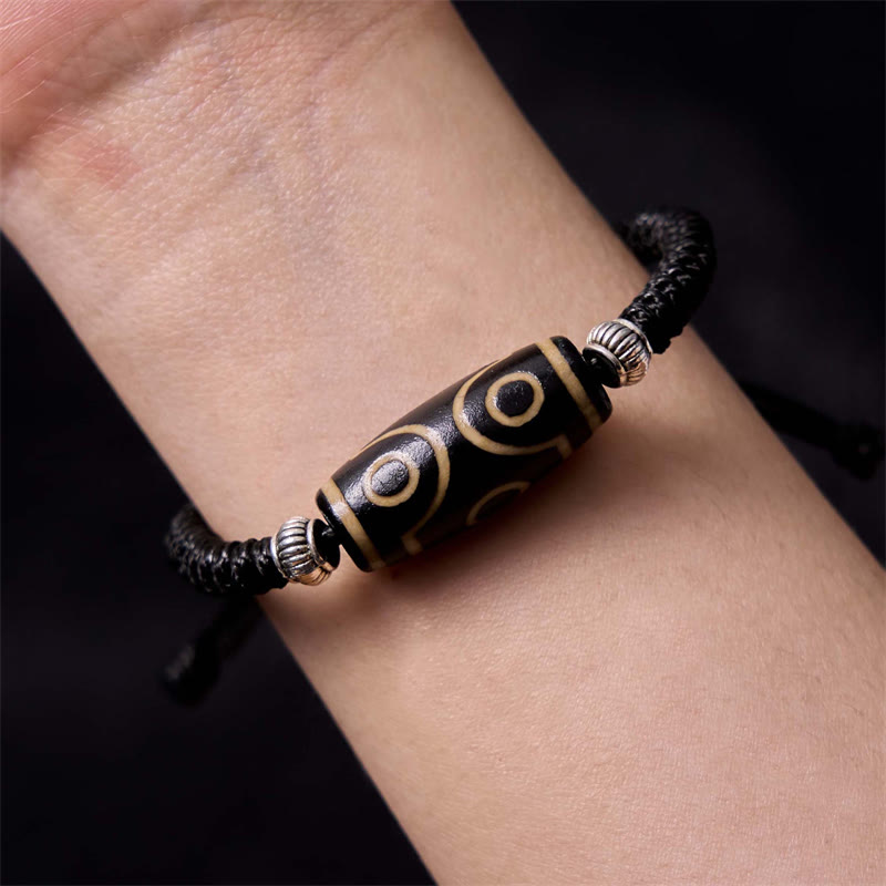 Buddha Stones Pulsera Tibetana con Cuentas Dzi de Nueve Ojos y de Tres Ojos para Protección y Riqueza