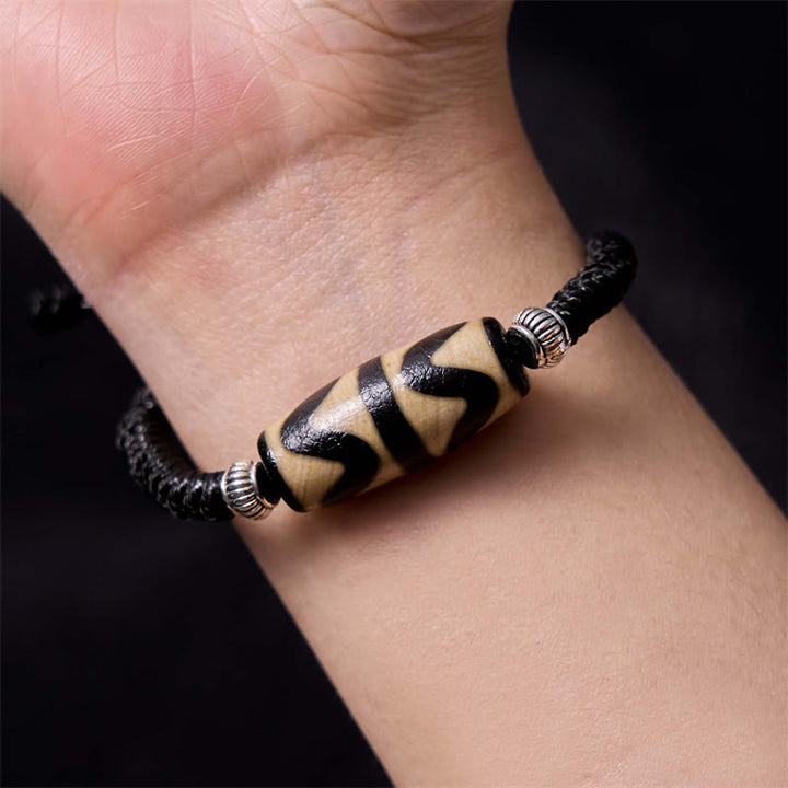 Buddha Stones Pulsera Tibetana con Cuentas Dzi de Nueve Ojos y de Tres Ojos para Protección y Riqueza