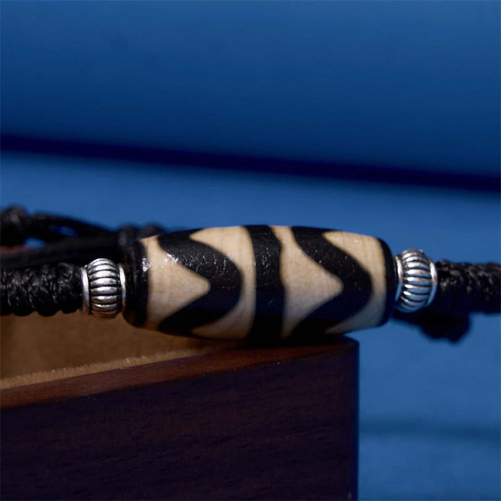 Buddha Stones Pulsera Tibetana con Cuentas Dzi de Nueve Ojos y de Tres Ojos para Protección y Riqueza