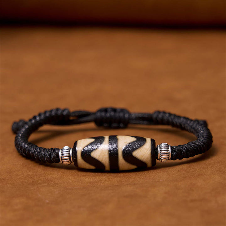 Buddha Stones Pulsera Tibetana con Cuentas Dzi de Nueve Ojos y de Tres Ojos para Protección y Riqueza