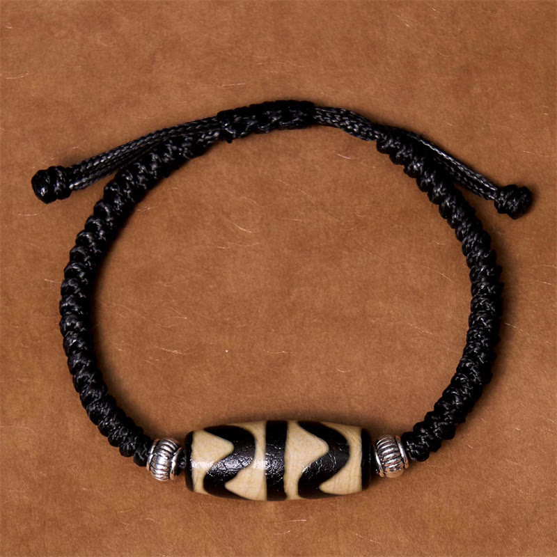 Buddha Stones Pulsera Tibetana con Cuentas Dzi de Nueve Ojos y de Tres Ojos para Protección y Riqueza