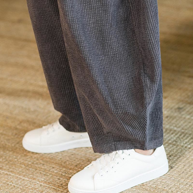 Pantalones harén de pana con cordón y bolsillos para hombre de otoño e invierno de Buddha Stones - image 21