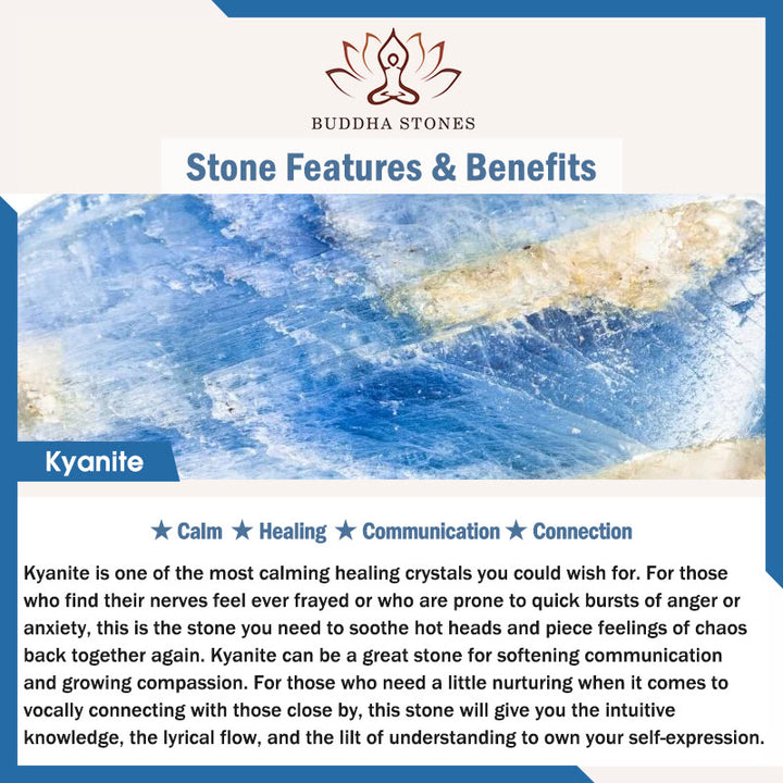 Pulsera de comunicación con luna creciente de cristal blanco, labradorita y cianita natural de Buddha Stones