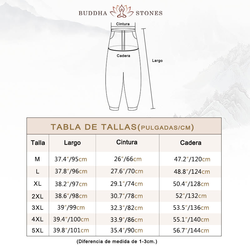 Pantalones bombachos holgados con estampado de dragón y Buddha Stones para hombre con bolsillos