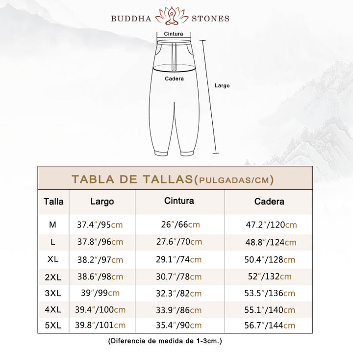 Pantalones bombachos holgados con estampado de dragón y Buddha Stones para hombre con bolsillos