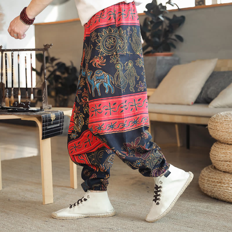 Pantalones harén de algodón para hombre con bolsillos y estampado de camellos y Buddha Stones - image 2