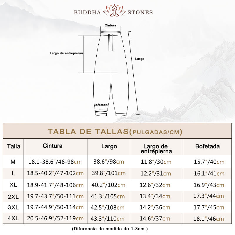 Pantalones Harem Casuales para Hombre de Algodón y Lino de Color Sólido con Bolsillos Buddha Stones - image 4