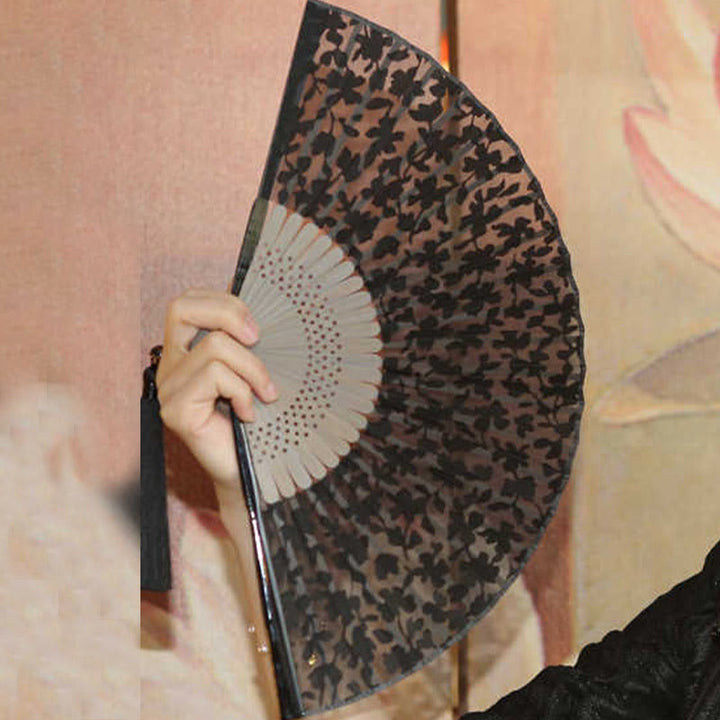 Abanico plegable de bambú de mano con diseño retro de Buddha Stones