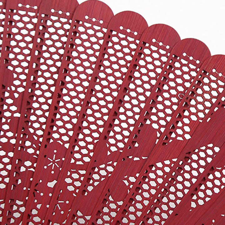 Abanico plegable de bambú con grabado hueco retro de Buddha Stones