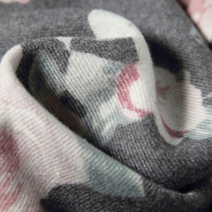 Chal tibetano con Buddha Stones, rosa de jardín, bufanda de viaje acogedora para otoño e invierno