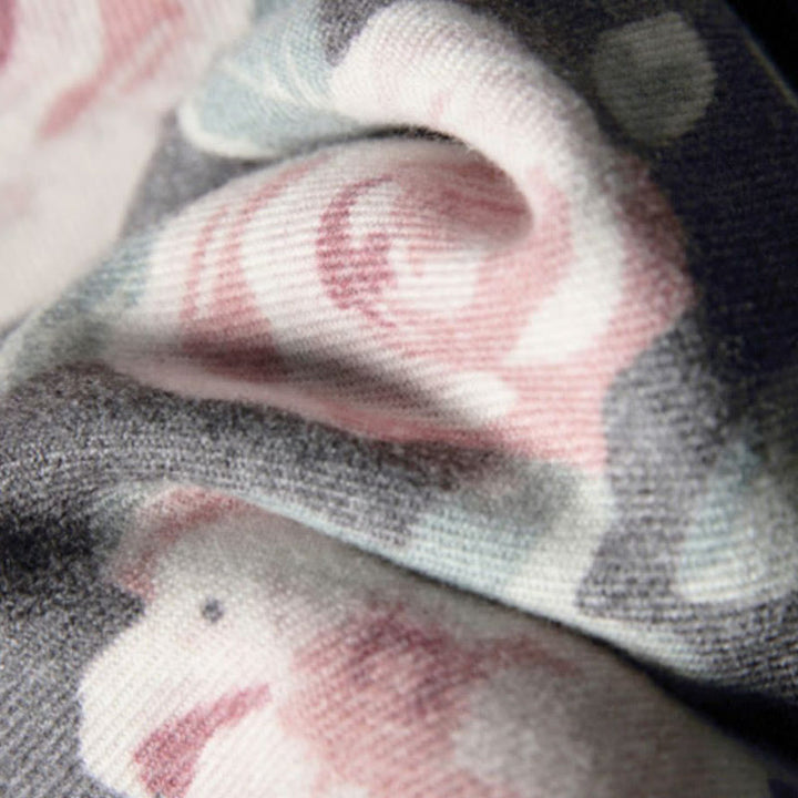 Chal tibetano con Buddha Stones, rosa de jardín, bufanda de viaje acogedora para otoño e invierno