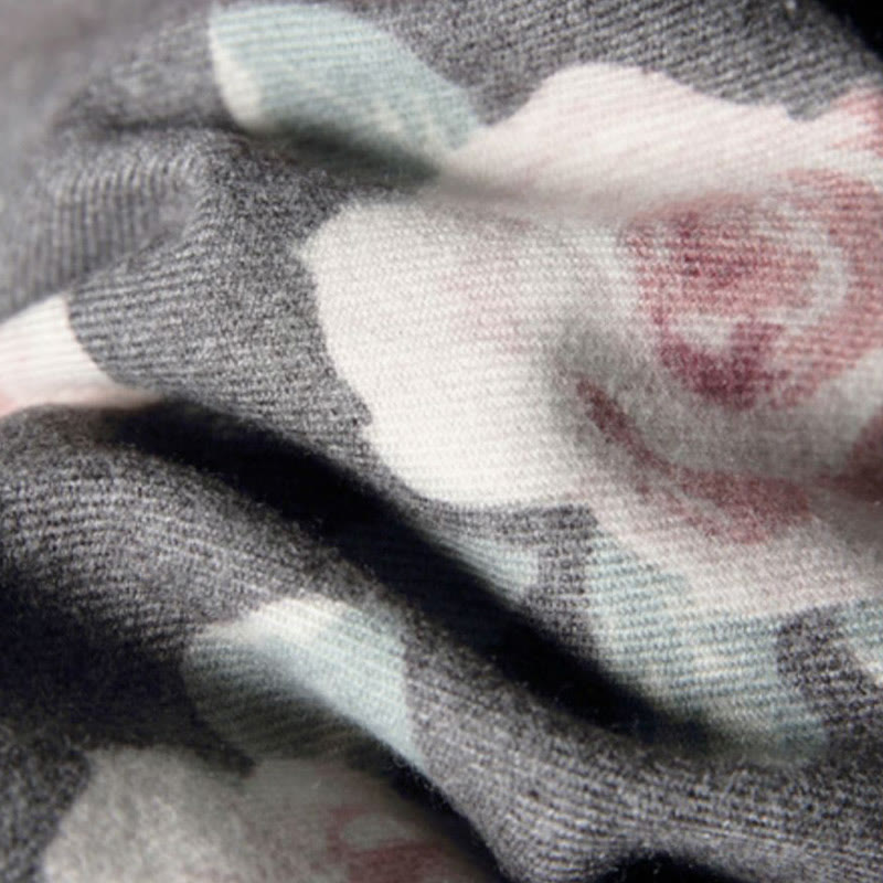 Chal tibetano con Buddha Stones, rosa de jardín, bufanda de viaje acogedora para otoño e invierno