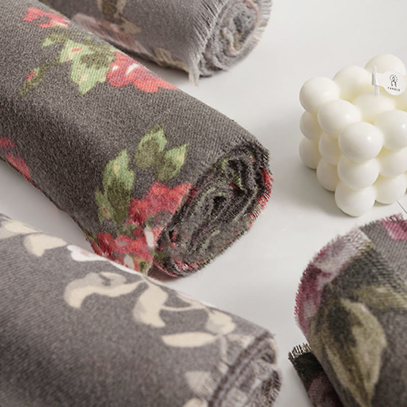 Chal de jardín con flores de rosas tibetanas y Buddha Stones, bufanda acogedora para otoño e invierno