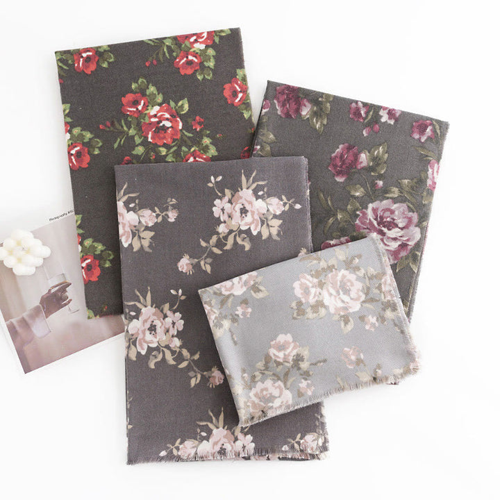 Chal de jardín con flores de rosas tibetanas y Buddha Stones, bufanda acogedora para otoño e invierno