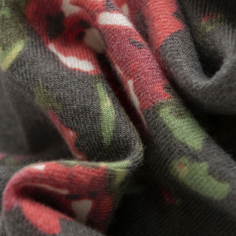 Chal de jardín con flores de rosas tibetanas y Buddha Stones, bufanda acogedora para otoño e invierno