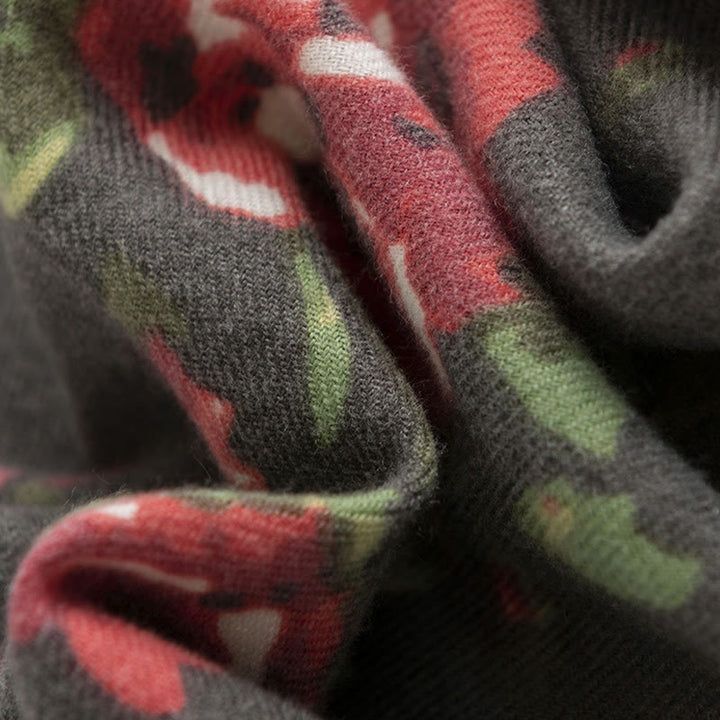 Chal de jardín con flores de rosas tibetanas y Buddha Stones, bufanda acogedora para otoño e invierno