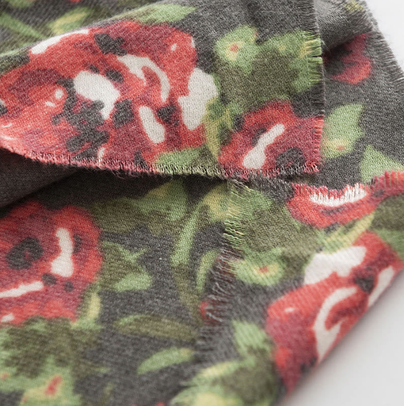 Chal de jardín con flores de rosas tibetanas y Buddha Stones, bufanda acogedora para otoño e invierno